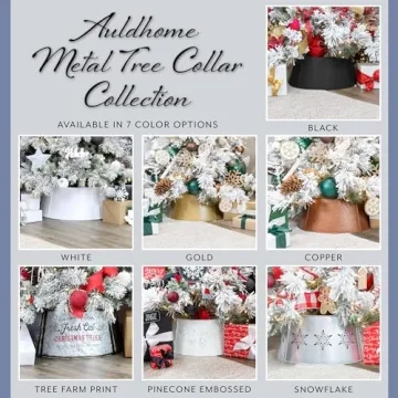 AuldHome Design Gold Farmhouse Tree Collar (29-Inch Diameter Base), Vintage Enamelware, Christmas Tree Accent,Vintage Retro Style