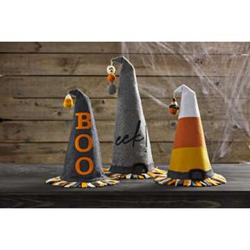 Mud Pie Felt Witch Hat Sitter, Boo, 14.5" x 14"