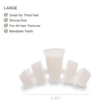 TELETIES - Large Hair Clip - Strong Grip, Bendable Teeth, Comfortable Curved Design - Ideal for Thic...