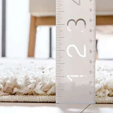 ruglots Modern Geometric Lattice Shag 5x7 (5' x 7'2'') Area Rug Mazie Moroccan Trellis Beige Cream Plush Easy Care Thick Soft Plush Living Room, Vanilla