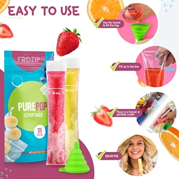 Frozip 125 BPA Free Disposable Popsicle Bags for Healthy Fun