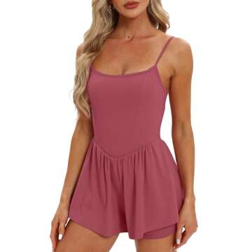 Womens Rompers Workout Sleeveless Shorts Jumpsuits Overalls with Pockets Summer Outfits Clothes 6110 Merlot M