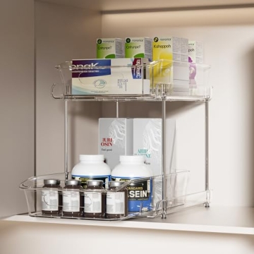 Delamu 2-Tier Clear Under Sink Organizer for Bathroom and Kitchen