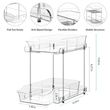 Delamu 2-Tier Clear Under Sink Organizer for Bathroom and Kitchen
