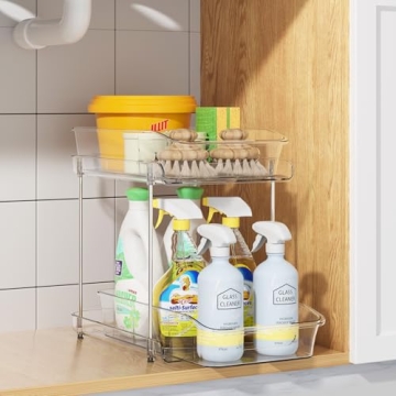 Delamu 2-Tier Clear Under Sink Organizer for Bathroom and Kitchen