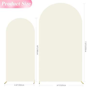 Wokceer Wedding Arch Cover 7.2FT, 6FT Spandex Fitted Wedding Arch Stand Covers 2 Set Round Top Chiar...