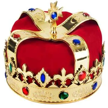 Royal Jeweled King's Crown for Celebrations and Costumes