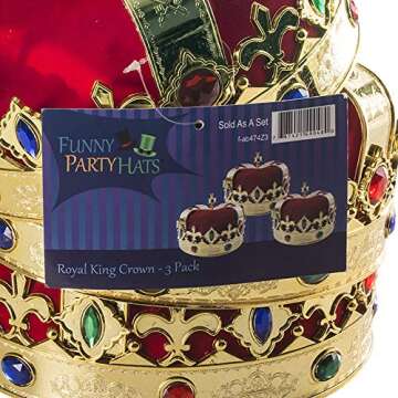 Royal Jeweled King's Crown for Celebrations and Costumes