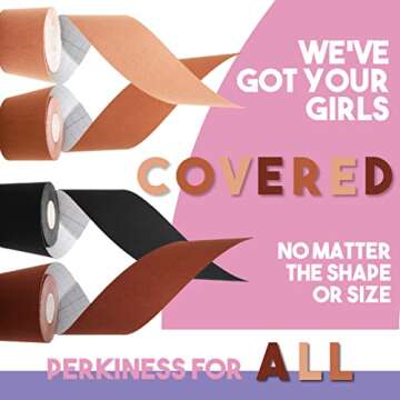 PERKY GIRLS TAPE Instant Breast Lift - Adhesive Pushup Tape | A Cup to DD and Plus Size | with Reusable Premium Silicone Nipple Covers (Nude Single Pack)