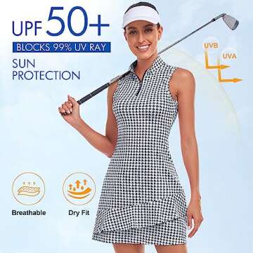 Viracy Womens Golf Dress: Stylish Sleeveless Design with Pockets and Moisture-Wicking Fabric