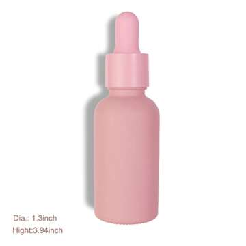 Glass Eye Dropper Bottles 1 oz Matt Pink Colored Glass Bottle 6 Pack 30ml with Funnel for Essential Oils, Perfume Travelling Use (pink)
