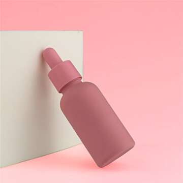 Glass Eye Dropper Bottles 1 oz Matt Pink Colored Glass Bottle 6 Pack 30ml with Funnel for Essential Oils, Perfume Travelling Use (pink)