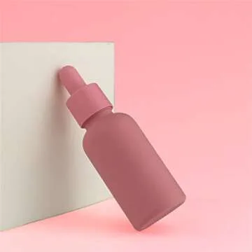 Glass Eye Dropper Bottles 1 oz Matt Pink Colored Glass Bottle 6 Pack 30ml with Funnel for Essential Oils, Perfume Travelling Use (pink)