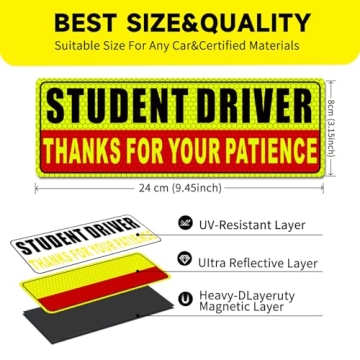 Student Driver Magnet - Reflective & Reusable Stickers