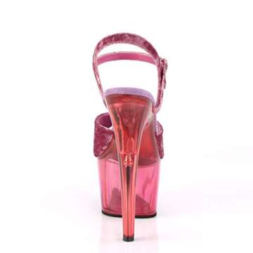 Pleaser - 7" Heel, 2 3/4" Tinted Platform Ankle Strap Sandal - 6 - Purple Crushed Velvet/Dual Tinted