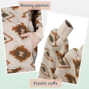 Catalonia Southwestern Aztec Oversized Wearable Blanket Hoodie Sweatshirt, Comfortable Sherpa Lounging Pullover for Adults, Gift for Her