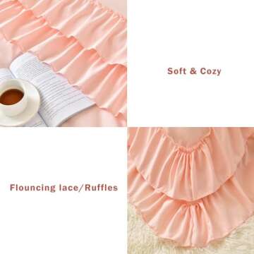 Cupocupa Blush Pink Comforter Set Queen, 3Pcs Comforters Queen Size Ruffle Farmhouse Bedding Sets Queen with Comforter, Lightweight Soft Shabby Chic Bedding Comforter Set Fluffy for All Season
