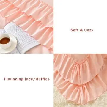 Cupocupa Blush Pink Comforter Set Queen, 3Pcs Comforters Queen Size Ruffle Farmhouse Bedding Sets Queen with Comforter, Lightweight Soft Shabby Chic Bedding Comforter Set Fluffy for All Season