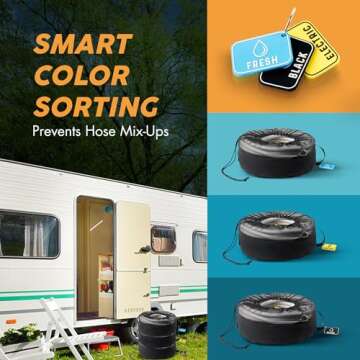 Waterproof RV Hose Storage Bags - Set of 1 | RV Essentials Must Haves for 2024 for Outside | USA | Store Hoses for Sewer, Water, Cords with Caddy | Camper Accessories to Organize Travel Trailer