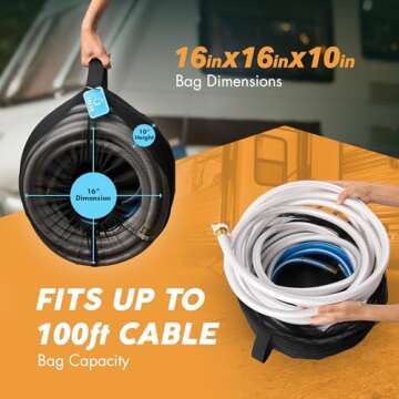 Waterproof RV Hose Storage Bags - Set of 1 | RV Essentials Must Haves for 2024 for Outside | USA | Store Hoses for Sewer, Water, Cords with Caddy | Camper Accessories to Organize Travel Trailer