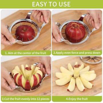 Apple Slicer,12-Blade Extra Large Apple Corer,Easy to Use, Time-Saving, Heavy Duty Stainless Steel Apple Cutter and Divider