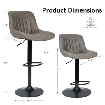 Modern Adjustable Swivel Bar Stools Set for Kitchen Comfort