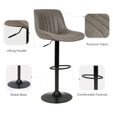 Modern Adjustable Swivel Bar Stools Set for Kitchen Comfort