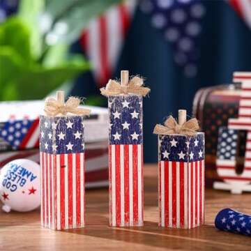 Redbaker Patriotic Tiered Tray Decor for Independence Day