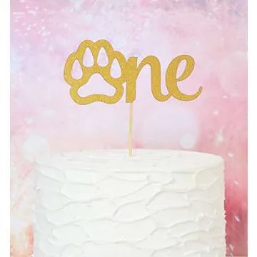Gold Paw One Cake Topper for First Birthday Celebrations