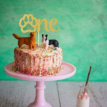 Gold Paw One Cake Topper for First Birthday Celebrations