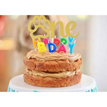Gold Paw One Cake Topper for First Birthday Celebrations