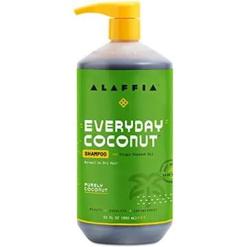 Alaffia EveryDay Coconut Shampoo - Normal to Dry Hair, Helps Gently Clean Scalp and Hair of Impurities with Ginger and Coconut Oil, Fair Trade, Purely Coconut 32 Fl Oz