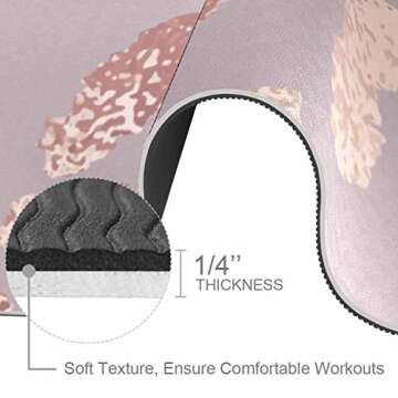 Siebzeh Fit Yoga Mat Rose Gold Leopard Skin 6mm Eco Friendly Rubber Health&Fitness Slip-Resistant Mat for All Types of Exercise, Yoga, and Pilates (72" x 24" x 6mm Thick)