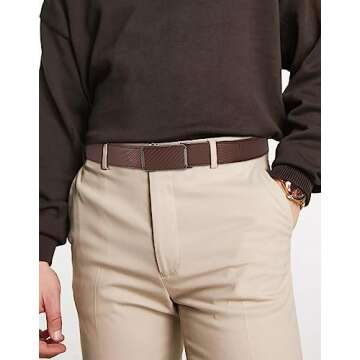 CHAOREN Leather Ratchet Belt for men 1 3/8" for Dress Pants - Micro Adjustable Belt Fit Everywhere