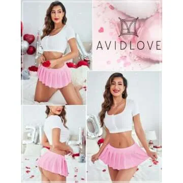 Avidlove Sexy Role Play Pleated Mini Skirt for Women