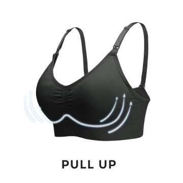 Stelle Nursing Bras Maternity Bra for Breastfeeding Pregnancy Wireless Bralette with Pads, Extenders & Clips (Black+Black+Beige,L)