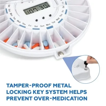 Secure Med-E-Lert Automatic Pill Dispenser with Key Lock