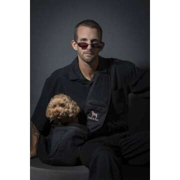 Noah & Paw Dog Sling Carrier for Small Dogs 5-18lb, Cat Carrier, Pet Sling with Adjustable Padded Strap, Premium Denim Lined with Fur, 3X Safety Feature, Machine Washable