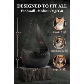 Noah & Paw Dog Sling Carrier for Small Dogs 5-18lb, Cat Carrier, Pet Sling with Adjustable Padded Strap, Premium Denim Lined with Fur, 3X Safety Feature, Machine Washable