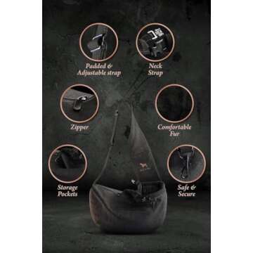 Noah & Paw Dog Sling Carrier for Small Dogs 5-18lb, Cat Carrier, Pet Sling with Adjustable Padded Strap, Premium Denim Lined with Fur, 3X Safety Feature, Machine Washable