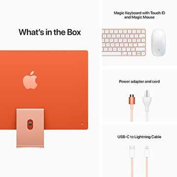 Apple 2021 iMac All in one Desktop Computer with M1 chip: 8-core CPU, 8-core GPU, 24-inch Retina Display, 8GB RAM, 256GB SSD Storage, Matching Accessories. Works with iPhone/iPad; Orange