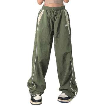 Xineicy Y2K Baggy Pants for Women Vintage Sweatpants Wide Leg Joggers Parachute Pants Hip Pop Cargo ...