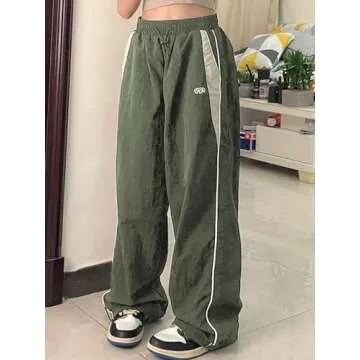 Xineicy Y2K Baggy Pants for Women Vintage Sweatpants Wide Leg Joggers Parachute Pants Hip Pop Cargo Pants