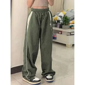 Xineicy Y2K Baggy Pants for Women Vintage Sweatpants Wide Leg Joggers Parachute Pants Hip Pop Cargo Pants