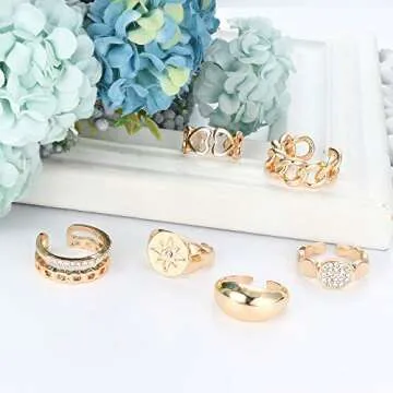 Shop Magitaco 6Pcs Stylish Gold Chunky Rings Set