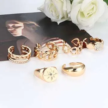 Shop Magitaco 6Pcs Stylish Gold Chunky Rings Set