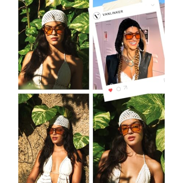 Trendy VANLINKER Retro 70s Square Aviator Sunglasses - UV400 Protection