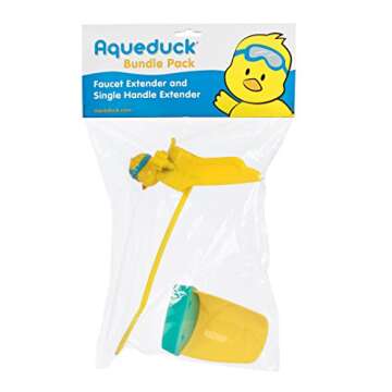 Aqueduck Faucet Handle Extender Set. Connects to Sink Handle and Faucet to Make Washing Hands Fun and Teaches Your Baby or Child Good Habits and Promote Independence to Them.