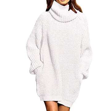 Choies Women's Oversized Turtleneck Sweater Dress