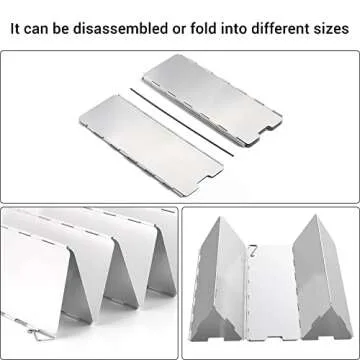 Camp Stove Windscreen, Ohuhu Camping Stove Windscreen 10 Plates Aluminum Folding Portable Camping Stove Windshield Grill Wind Screen for Camp with Carry Bag for Camping Hiking Picnic Backpacking